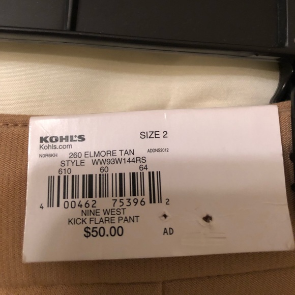 NWT NINE WEST TAN KICK FLARE PANTS SZ 2 - Picture 6 of 6